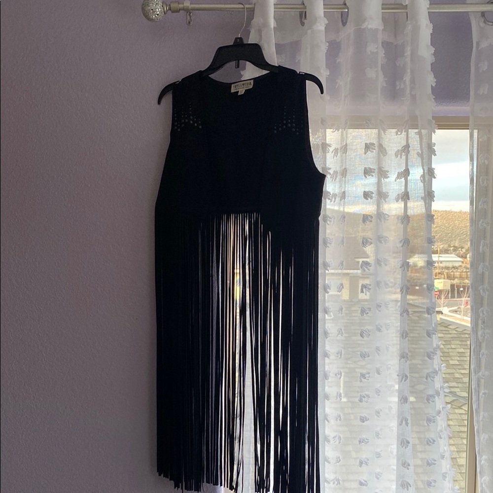 Black Fringe Sleeveless Dress